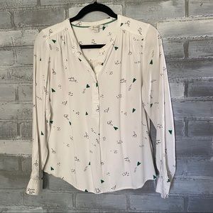 Boden | heart & polka dots half button long sleeve